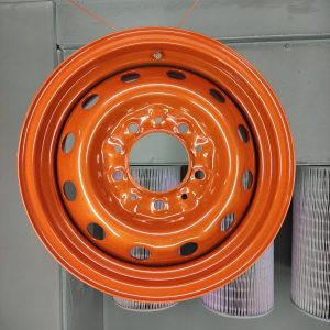 Порошковая покраска штампованных дисков цвет оранжевый